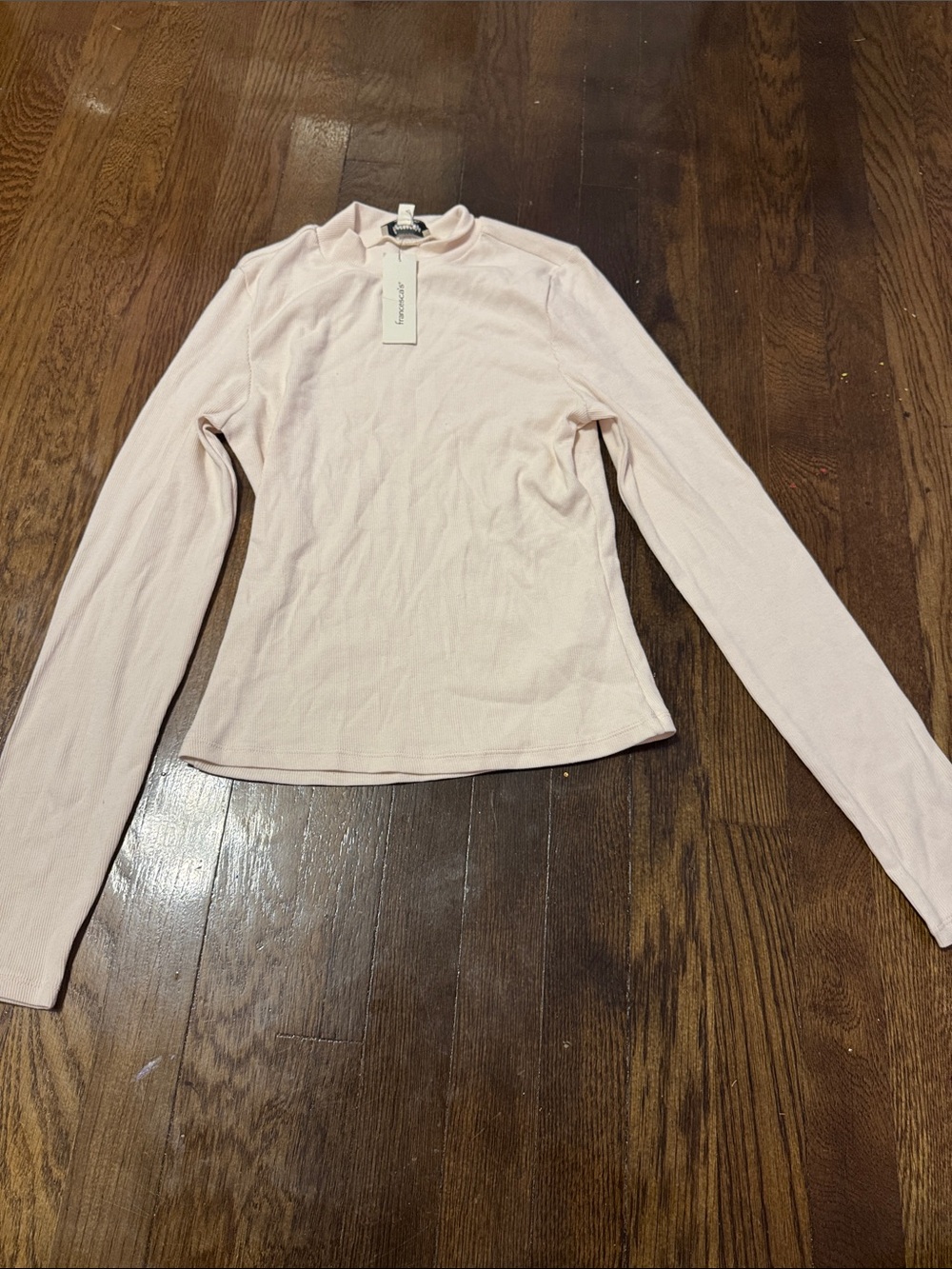 Francesca's Collections Pale Pink Long-Sleeve Mock Neck Top